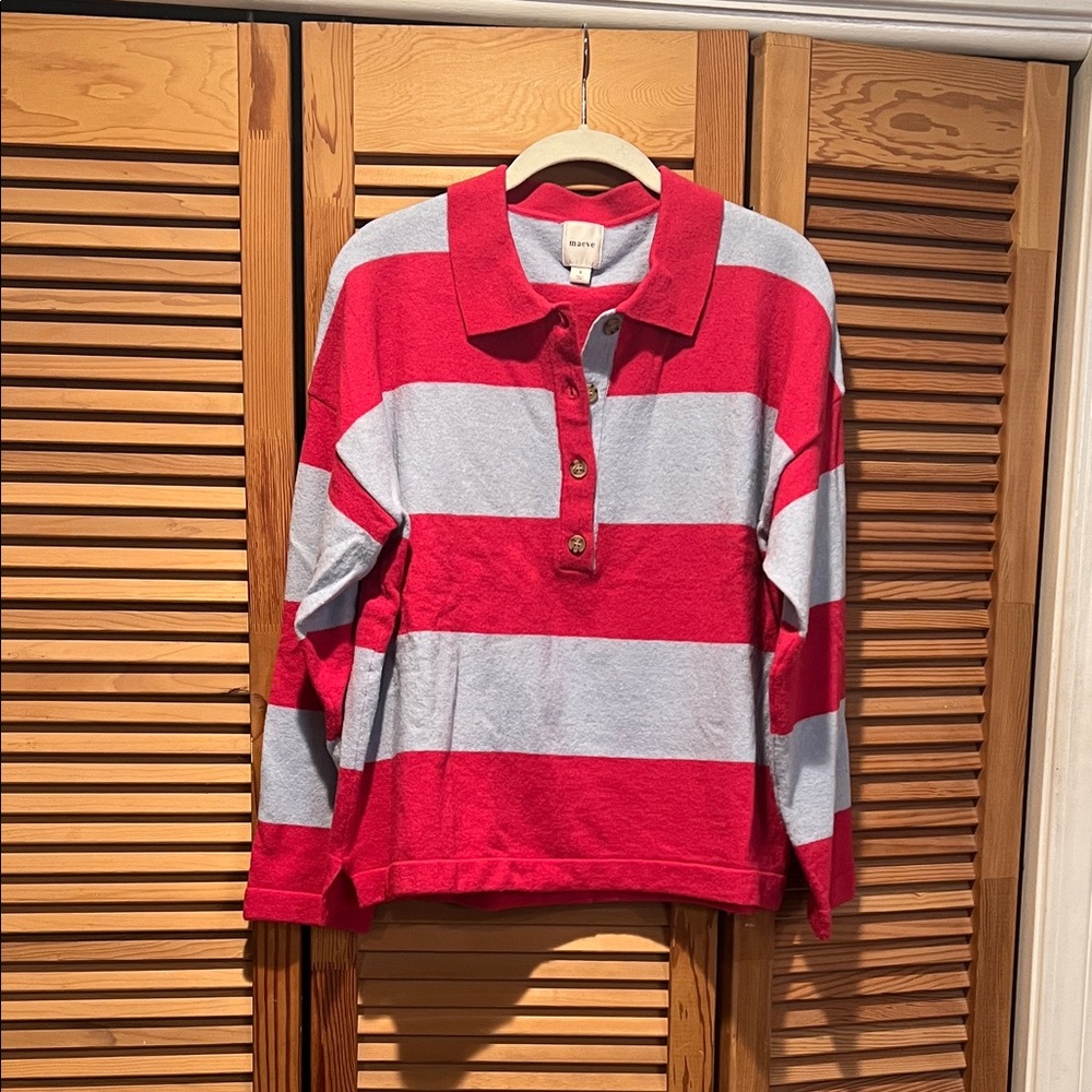 Maeve Pink and Blue Rugby Sweater